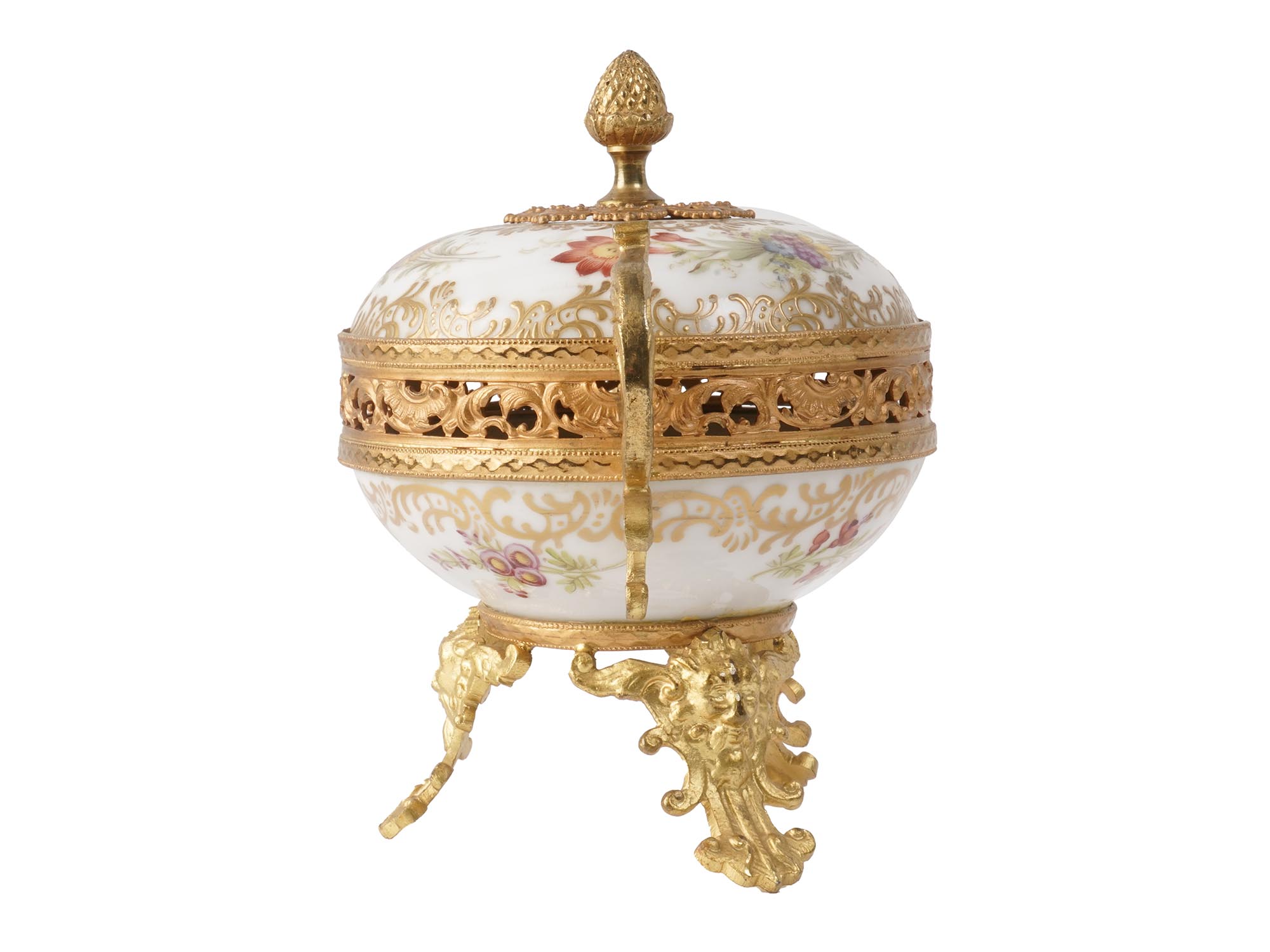 ANTIQUE SEVRES STYLE ORMOLU PORCELAIN CENTERPIECE PIC-3